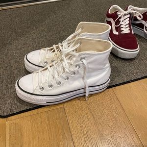 White Converse Platform Hightops Size 7